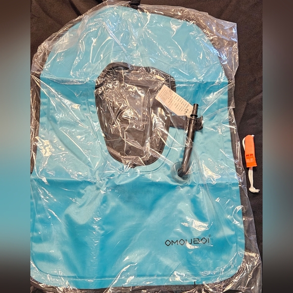 Inflatable Snorkel Vest NEON BLUE / AQUA - Picture 2 of 9